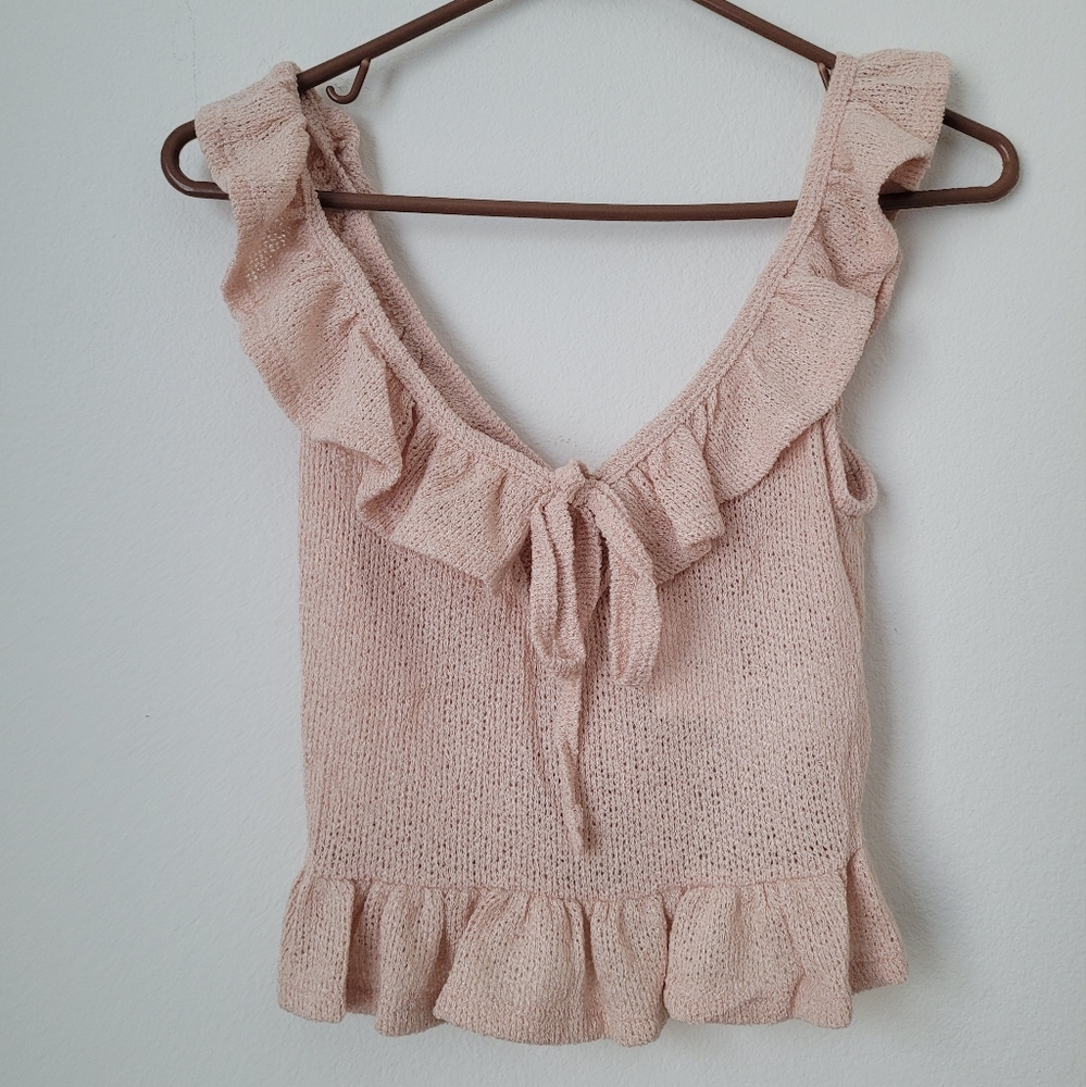 Urban Outfitters Tie-Front Ruffle Kinit Tank Top NWT - Picture 4 of 7